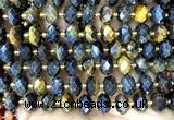 CRB6366 15 inches 6*10mm faceted rondelle blue tiger eye beads