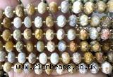 CRB6382 15 inches 6*10mm faceted rondelle fossil coral beads