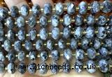 CRB6384 15 inches 6*10mm faceted rondelle black labradorite beads