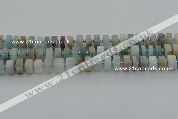 CRB647 15.5 inches 6*12mm tyre aquamarine gemstone beads
