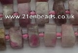 CRB659 15.5 inches 6*12mm tyre pink tourmaline gemstone beads