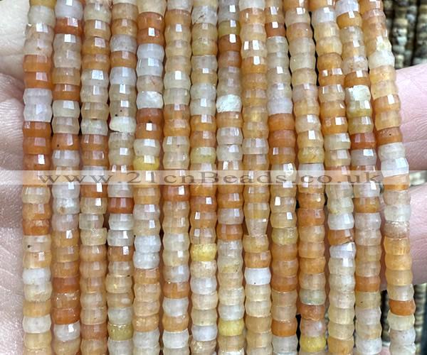CRB6607 15 inches 2*4mm faceted heishi yellow aventurine jade beads