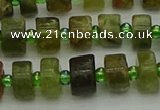 CRB664 15.5 inches 5*8mm tyre green garnet gemstone beads