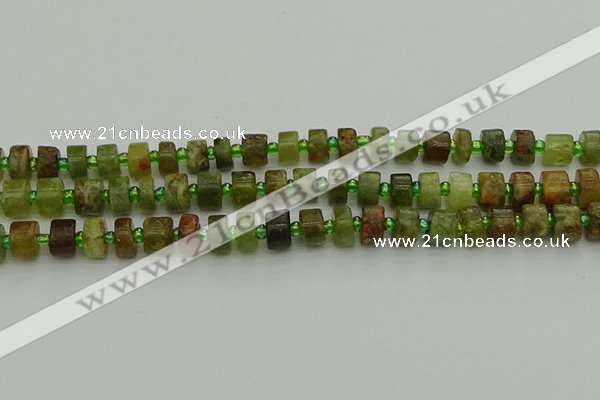 CRB664 15.5 inches 5*8mm tyre green garnet gemstone beads