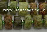 CRB666 15.5 inches 6*12mm tyre green garnet gemstone beads