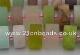 CRB681 15.5 inches 6*12mm tyre matte mixed gemstone beads