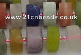 CRB682 15.5 inches 7*14mm tyre matte mixed gemstone beads