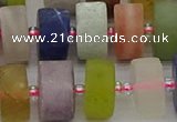 CRB683 15.5 inches 8*16mm tyre matte mixed gemstone beads