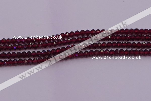 CRB718 15.5 inches 3*4mm faceted rondelle red garnet beads