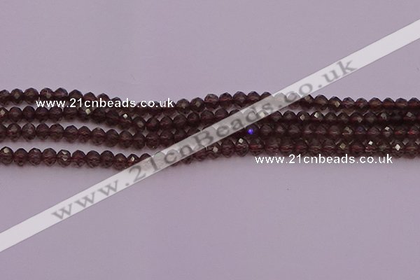 CRB720 15.5 inches 3*4mm faceted rondelle smoky quartz beads