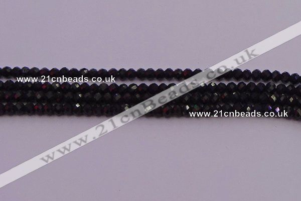 CRB721 15.5 inches 3*4mm faceted rondelle black tourmaline beads