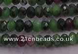 CRB725 15.5 inches 2.5*4mm faceted rondelle ruby zoisite beads