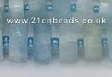 CRB804 15.5 inches 8*14mm faceted rondelle aquamarine beads