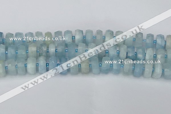 CRB805 15.5 inches 8*16mm faceted rondelle aquamarine beads