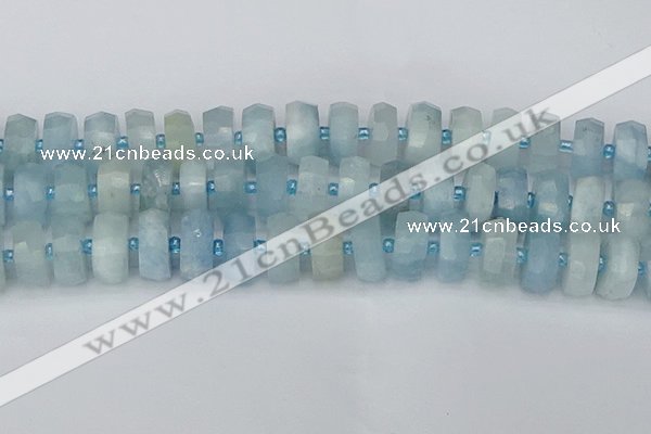 CRB806 15.5 inches 8*18mm faceted rondelle aquamarine beads