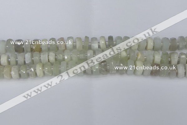 CRB810 15.5 inches 6*10mm faceted rondelle grey moonstone beads