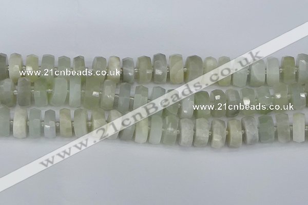 CRB813 15.5 inches 8*16mm faceted rondelle grey moonstone beads