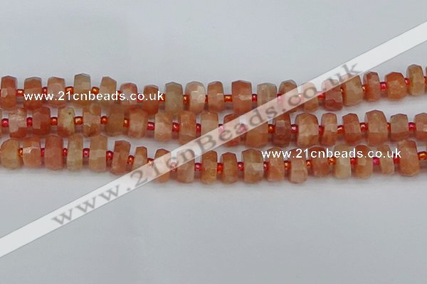 CRB818 15.5 inches 6*10mm faceted rondelle orange moonstone beads