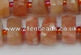 CRB819 15.5 inches 7*12mm faceted rondelle orange moonstone beads