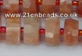 CRB820 15.5 inches 8*14mm faceted rondelle orange moonstone beads