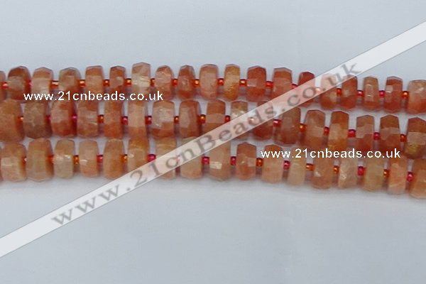 CRB820 15.5 inches 8*14mm faceted rondelle orange moonstone beads