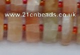 CRB821 15.5 inches 8*16mm faceted rondelle orange moonstone beads