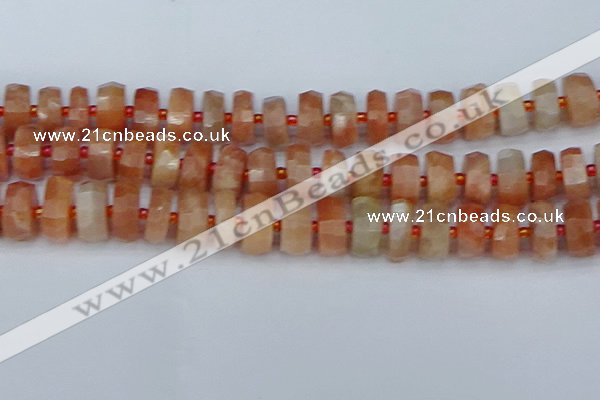 CRB821 15.5 inches 8*16mm faceted rondelle orange moonstone beads