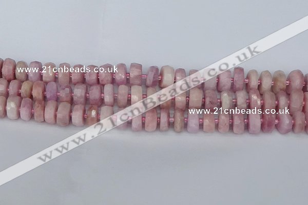 CRB826 15.5 inches 6*10mm faceted rondelle kunzite beads