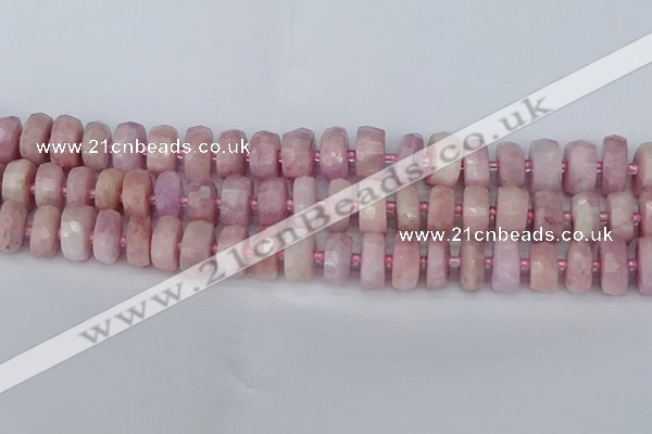 CRB828 15.5 inches 8*14mm faceted rondelle kunzite beads