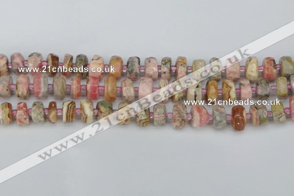 CRB835 15.5 inches 7*12mm faceted rondelle rhodochrosite beads