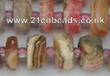 CRB836 15.5 inches 8*14mm faceted rondelle rhodochrosite beads