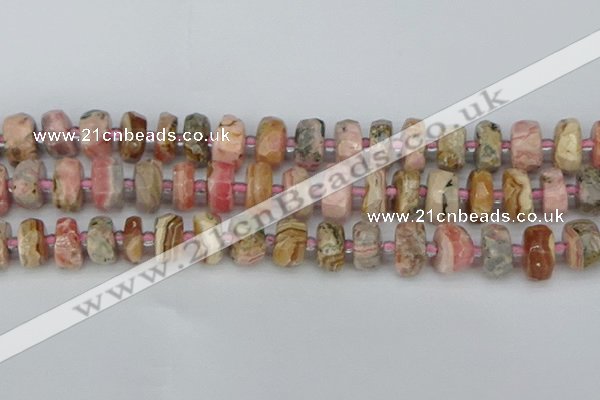 CRB836 15.5 inches 8*14mm faceted rondelle rhodochrosite beads