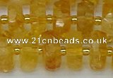 CRB846 15.5 inches 8*18mm faceted rondelle citrine beads