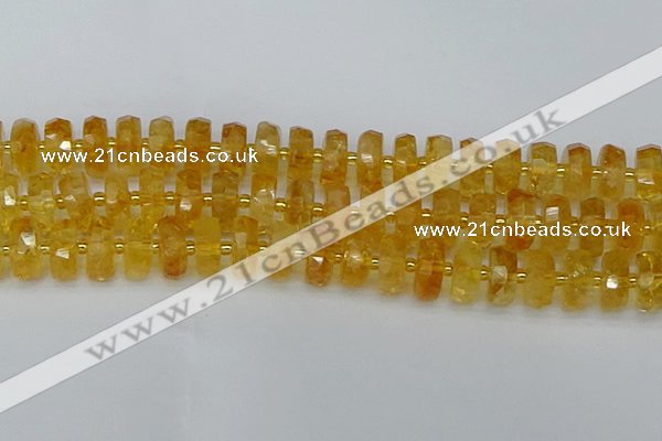 CRB846 15.5 inches 8*18mm faceted rondelle citrine beads