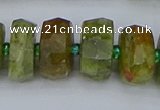 CRB852 15.5 inches 8*14mm faceted rondelle green garnet beads