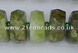 CRB854 15.5 inches 8*18mm faceted rondelle green garnet beads