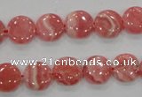 CRC106 15.5 inches 12mm flat round natural argentina rhodochrosite beads