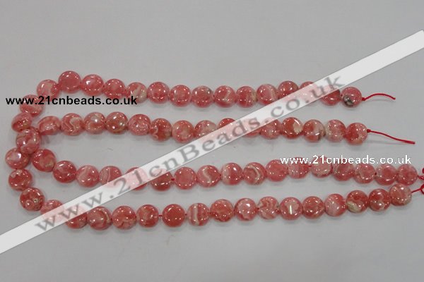 CRC106 15.5 inches 12mm flat round natural argentina rhodochrosite beads