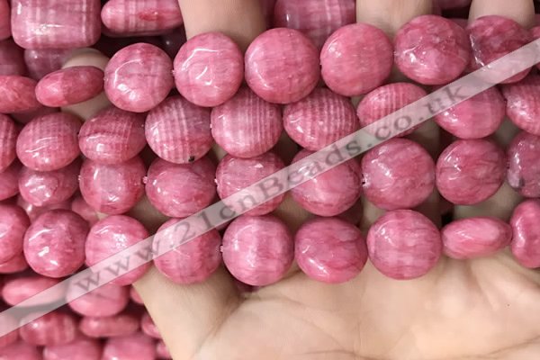 CRC1062 15.5 inches 14mm flat round rhodochrosite beads