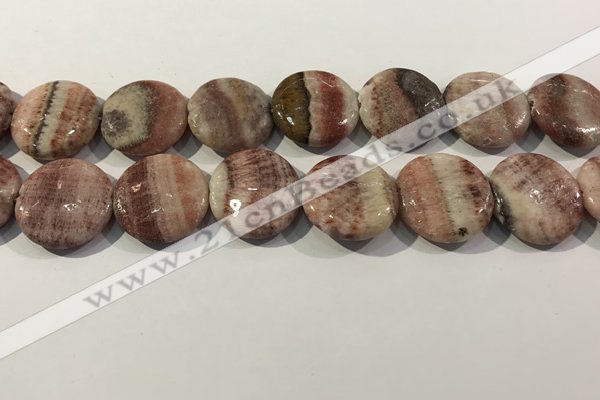 CRC1073 15.5 inches 25mm flat round rhodochrosite beads