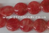 CRC24 15.5 inches 16mm flat round dyed rhodochrosite gemstone beads