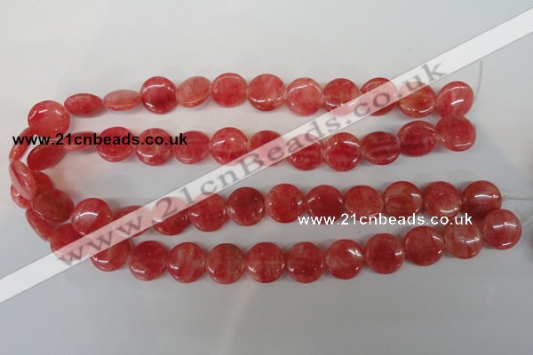 CRC24 15.5 inches 16mm flat round dyed rhodochrosite gemstone beads