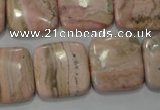 CRC303 15.5 inches 18*18mm square Peru rhodochrosite beads