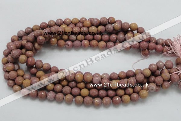 CRC59 15.5 inches 10mm faceted round rhodochrosite gemstone beads