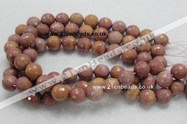 CRC62 15.5 inches 16mm faceted round rhodochrosite gemstone beads