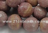 CRC63 15.5 inches 18mm faceted round rhodochrosite gemstone beads