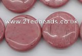 CRC694 15.5 inches 25mm flat round rhodochrosite beads wholesale