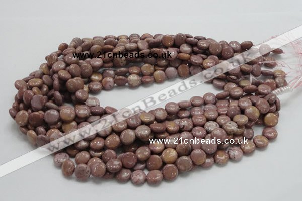 CRC71 15.5 inches 10mm flat round rhodochrosite gemstone beads