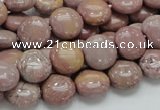 CRC72 15.5 inches 12mm flat round rhodochrosite gemstone beads