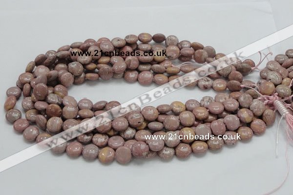 CRC72 15.5 inches 12mm flat round rhodochrosite gemstone beads